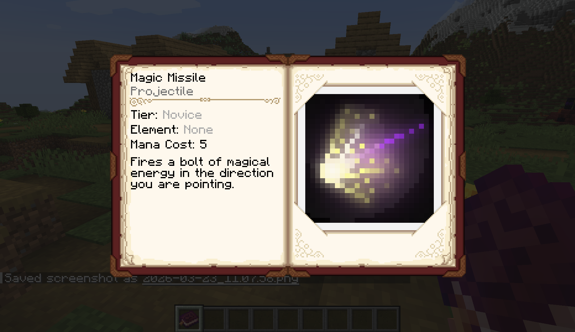 Magic Missile Description on Spell Book